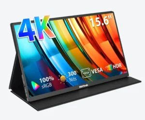 HotYeah Portable Monitor, 15.6" 3840x2160 4K UHD USB-C HDMI Laptop Monitor, 100% Adobe RGB HDR FreeSync External Computer Display, Travel 2nd Screen with Speakers & Smart Cover & VESA